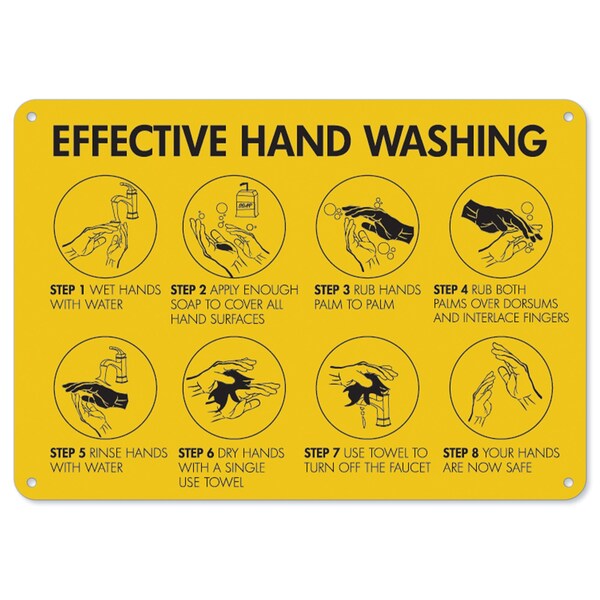 OSHA Sign, Effective Hand Washing, 18in X 12in Rigid Plastic, 12" W, 18" L, Effective Hand Washing